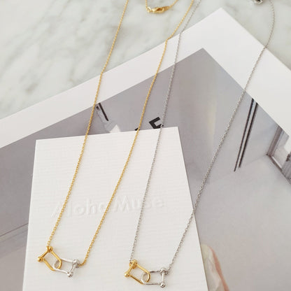 U Shape Link Gold Silver 2 Tone Necklace