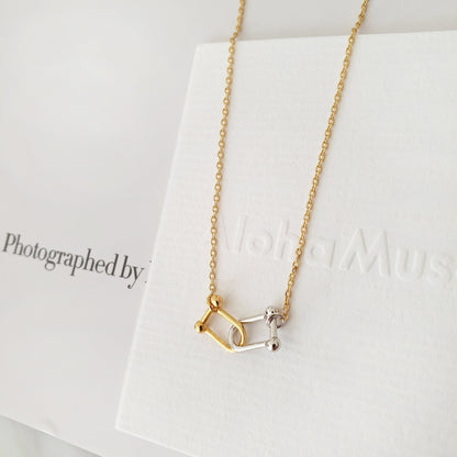 U Shape Link Gold Silver 2 Tone Necklace