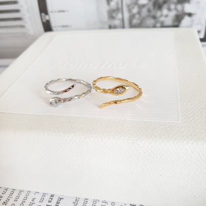 Textured Wrap Snake Ring with CZ Eye
