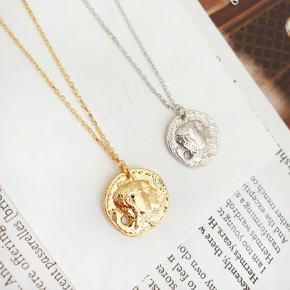 Medallion Irregular Punch Coin Disc Necklace