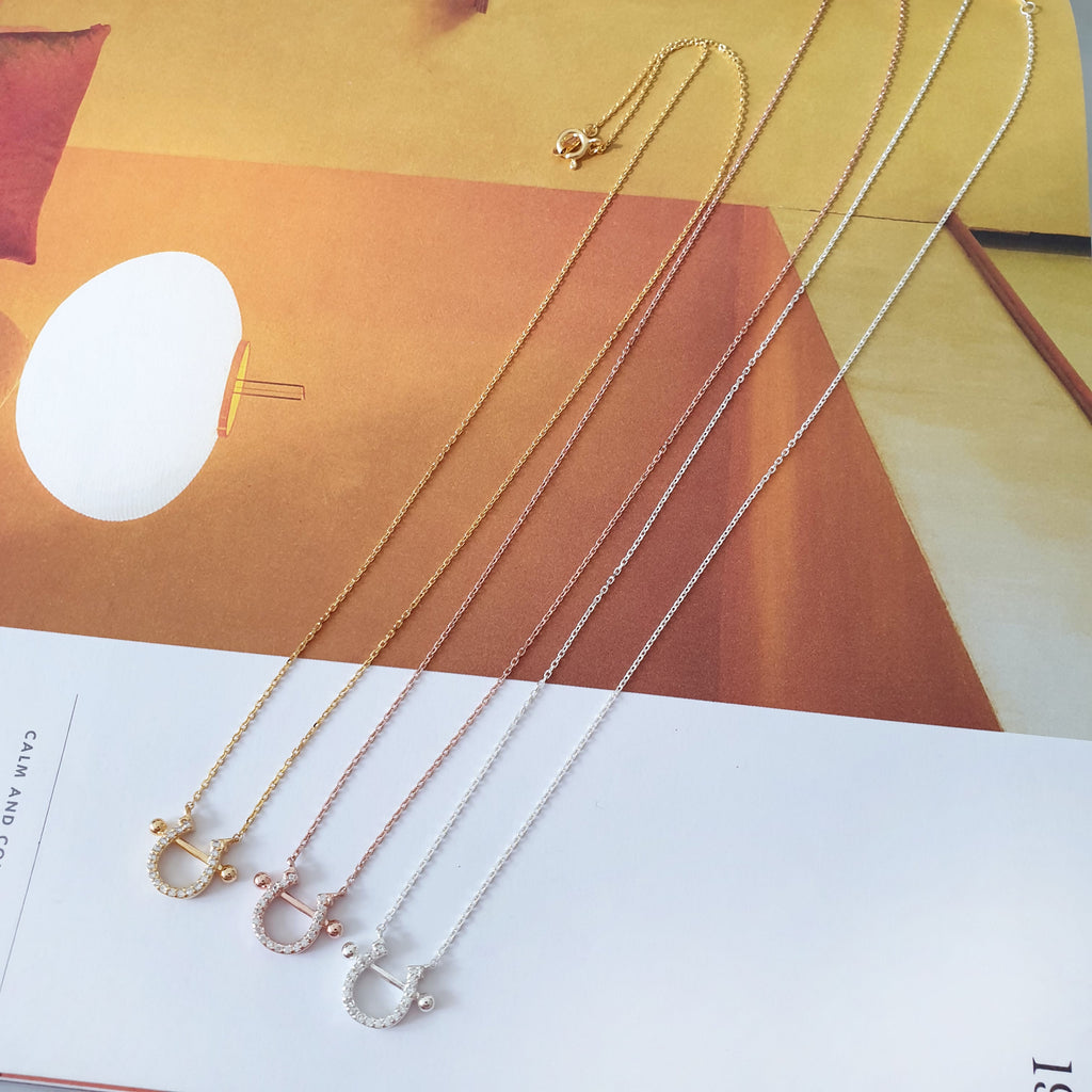 Horseshoe CZ Pendant 925 Necklace