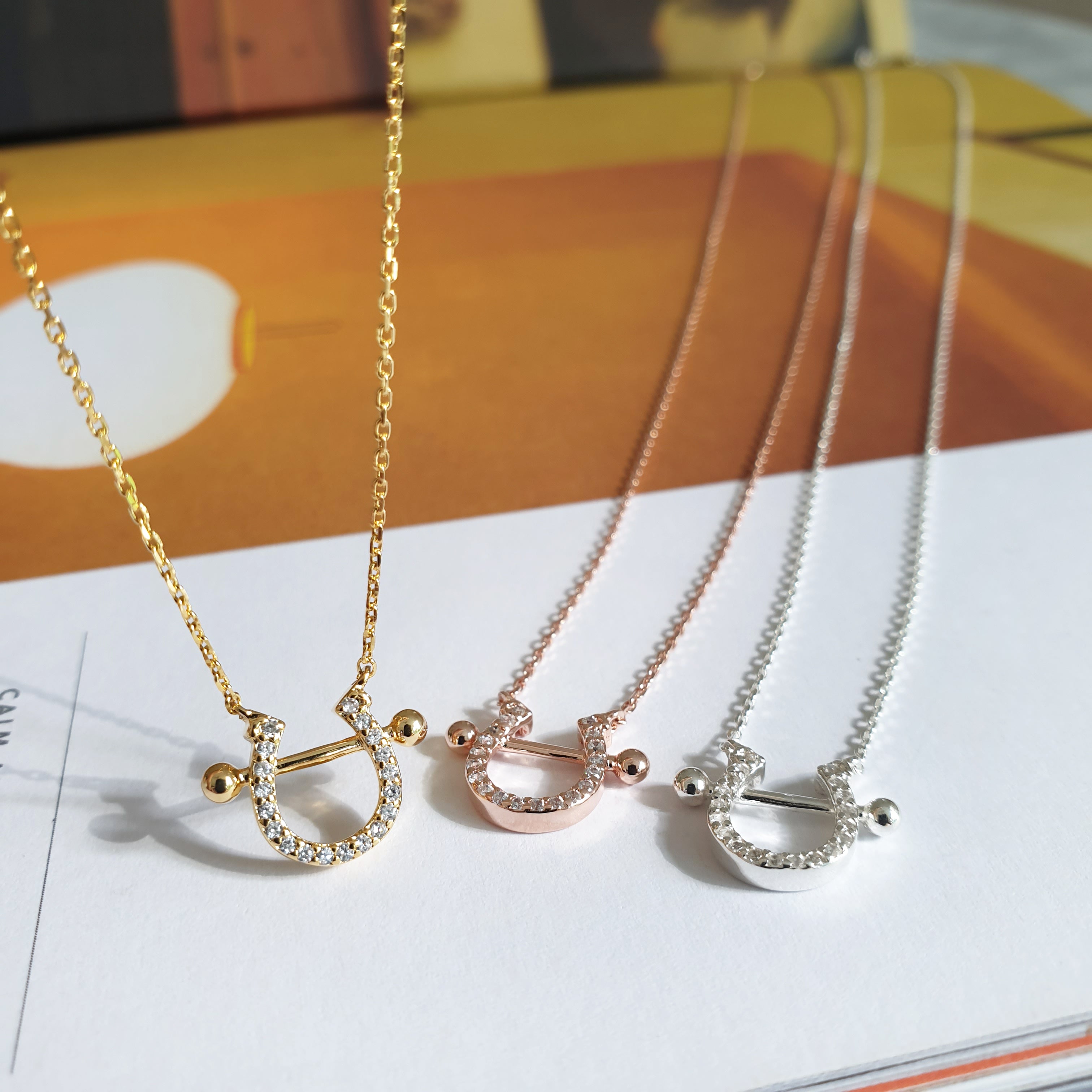 Horseshoe CZ Pendant 925 Necklace