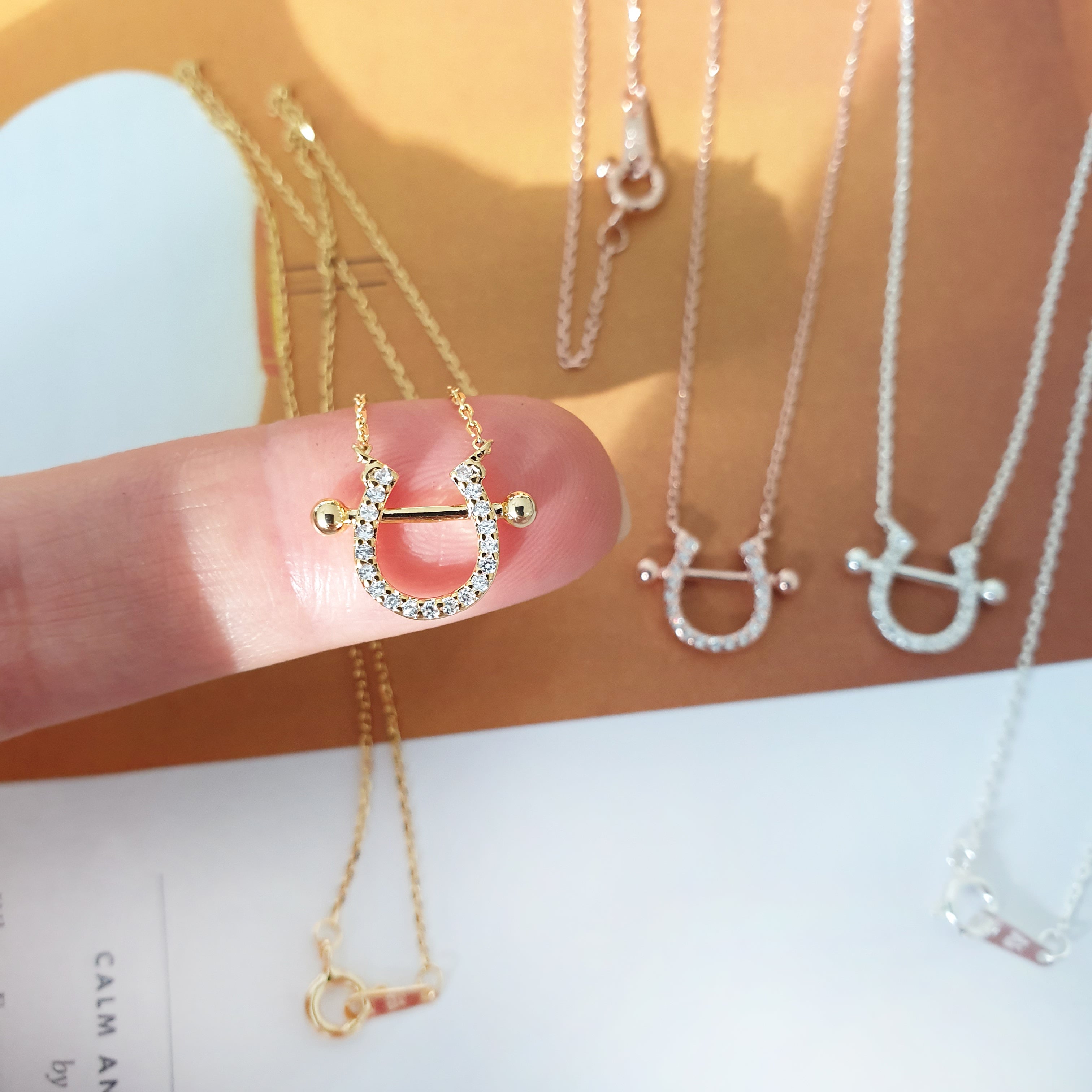 Horseshoe CZ Pendant 925 Necklace