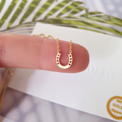 Horseshoe Tiny 4 Punch Pendant Necklace