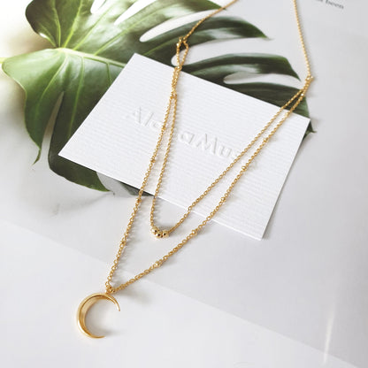 Crescent Moon Layered Set Choker Necklace