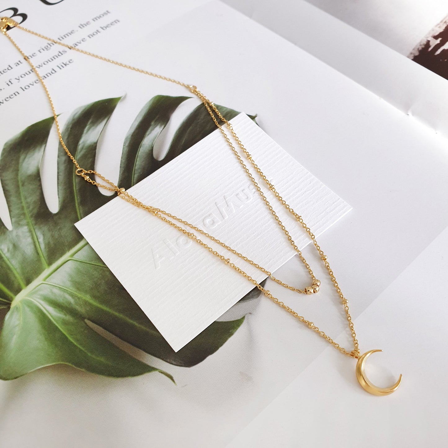 Crescent Moon Layered Set Choker Necklace