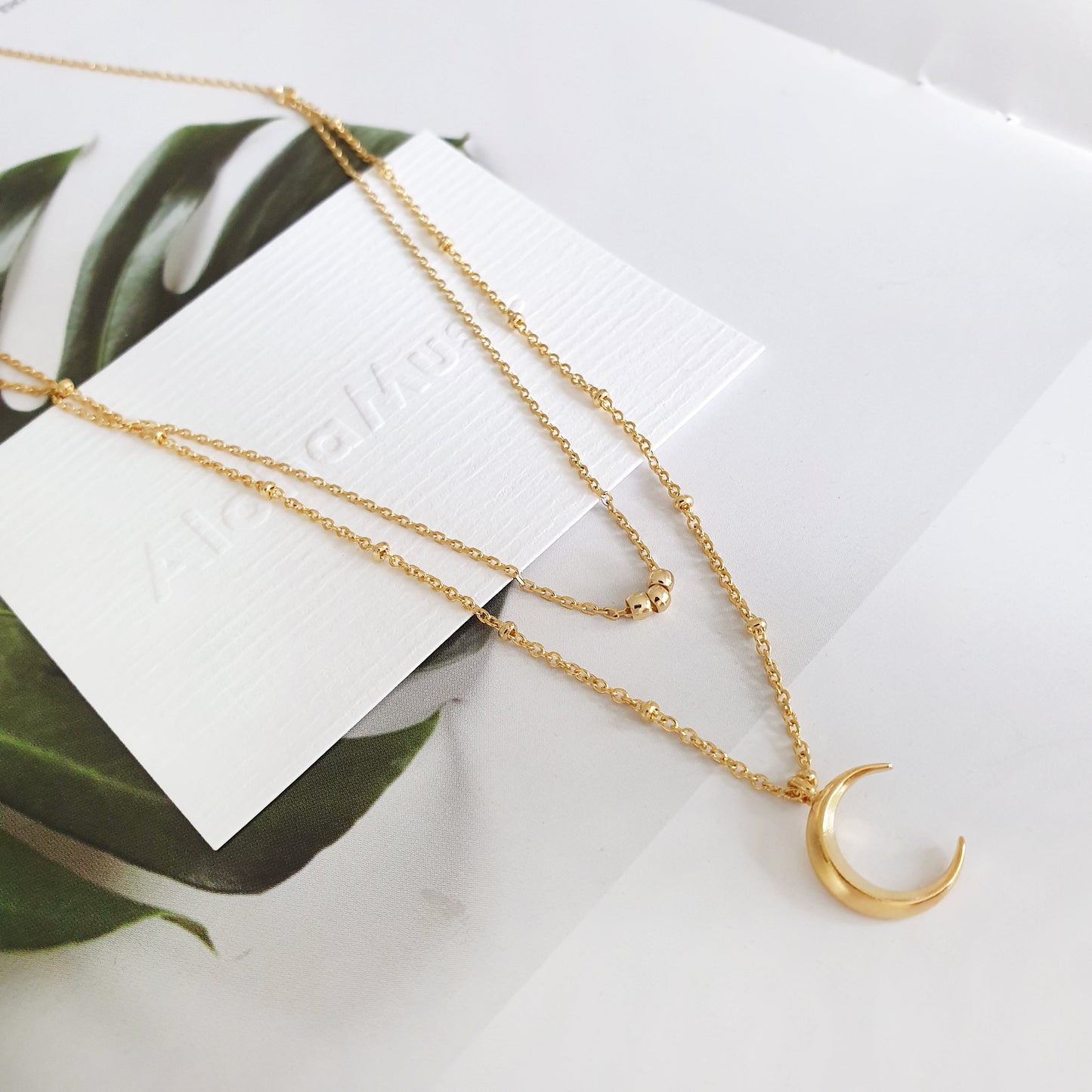 Crescent Moon Layered Set Choker Necklace