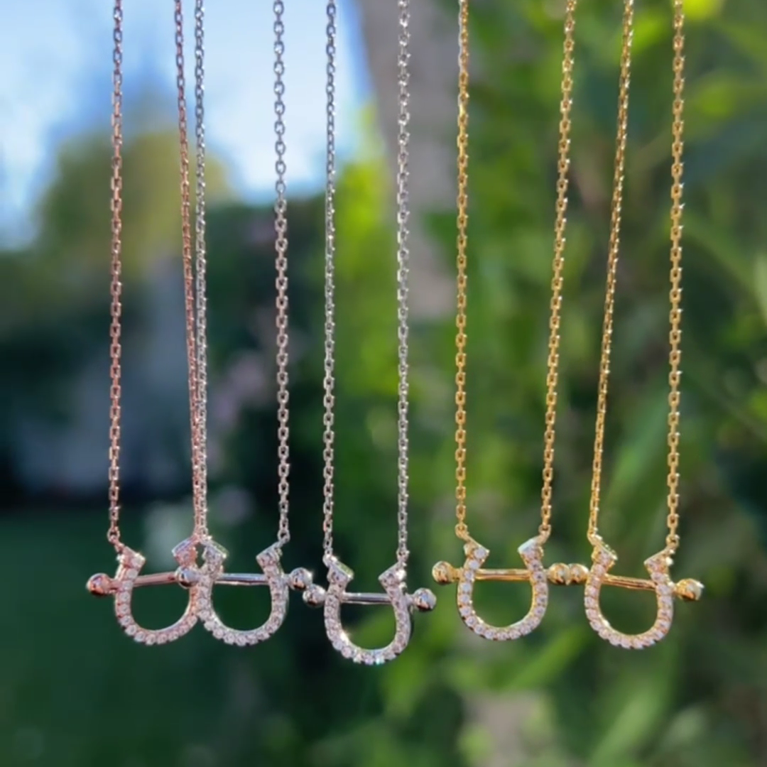 Horseshoe CZ Pendant 925 Necklace