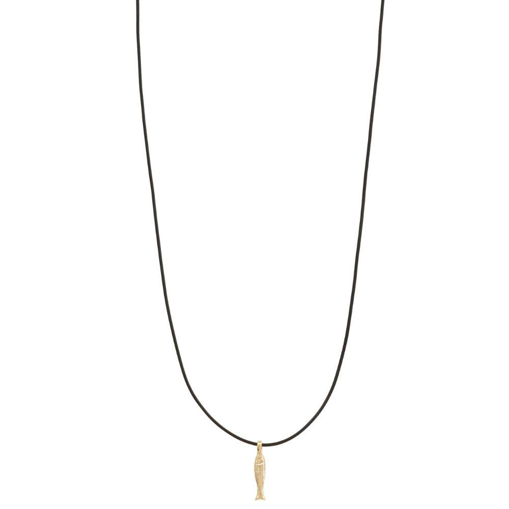 Cord Necklace with Gold Koi Fish Lucky Pendant