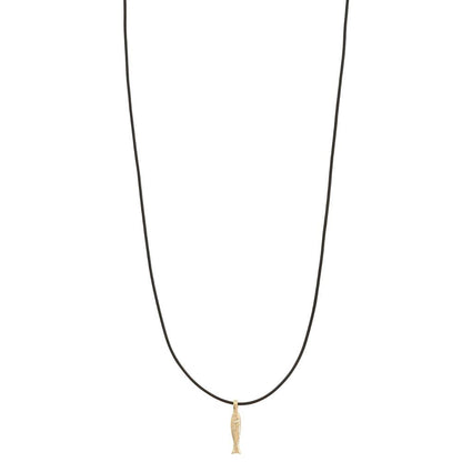 Cord Necklace with Gold Koi Fish Lucky Pendant