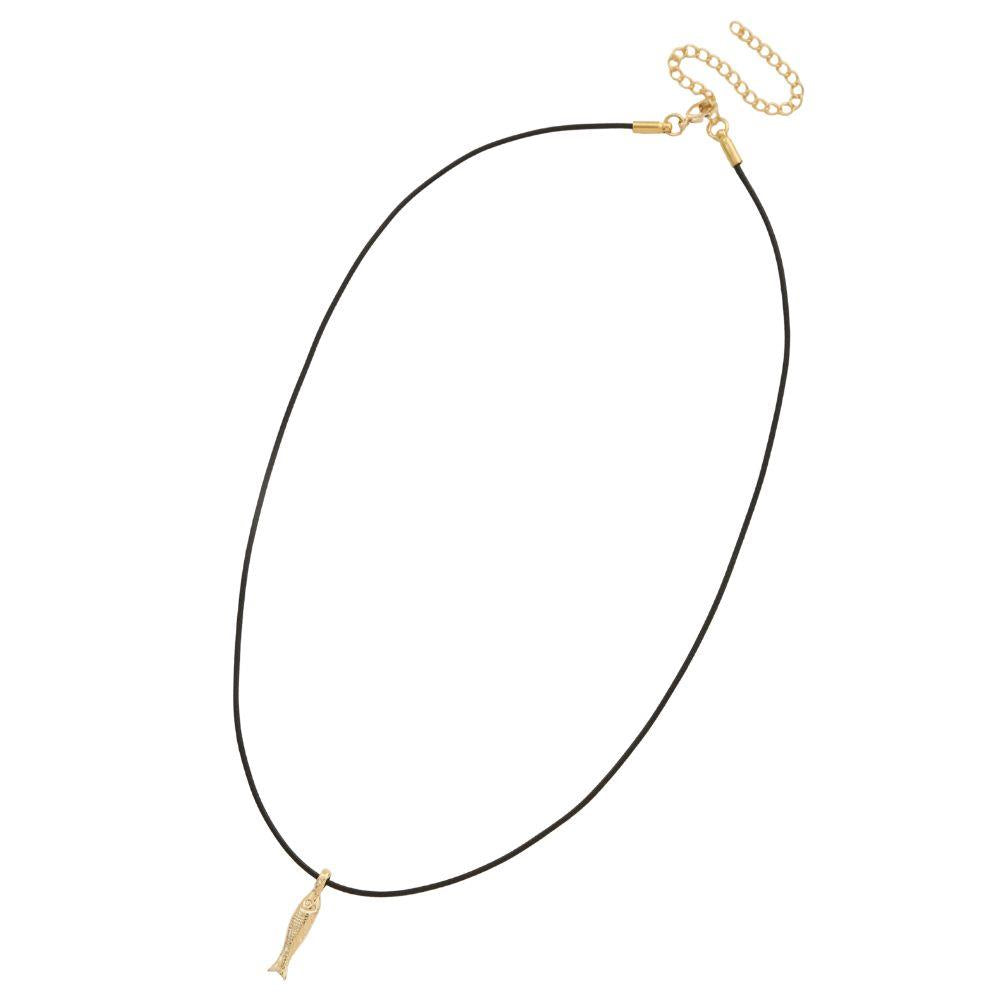 Cord Necklace with Gold Koi Fish Lucky Pendant