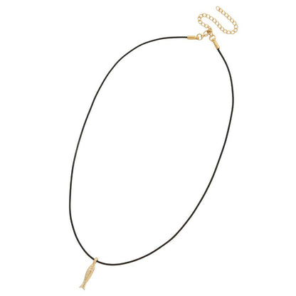 Cord Necklace with Gold Koi Fish Lucky Pendant