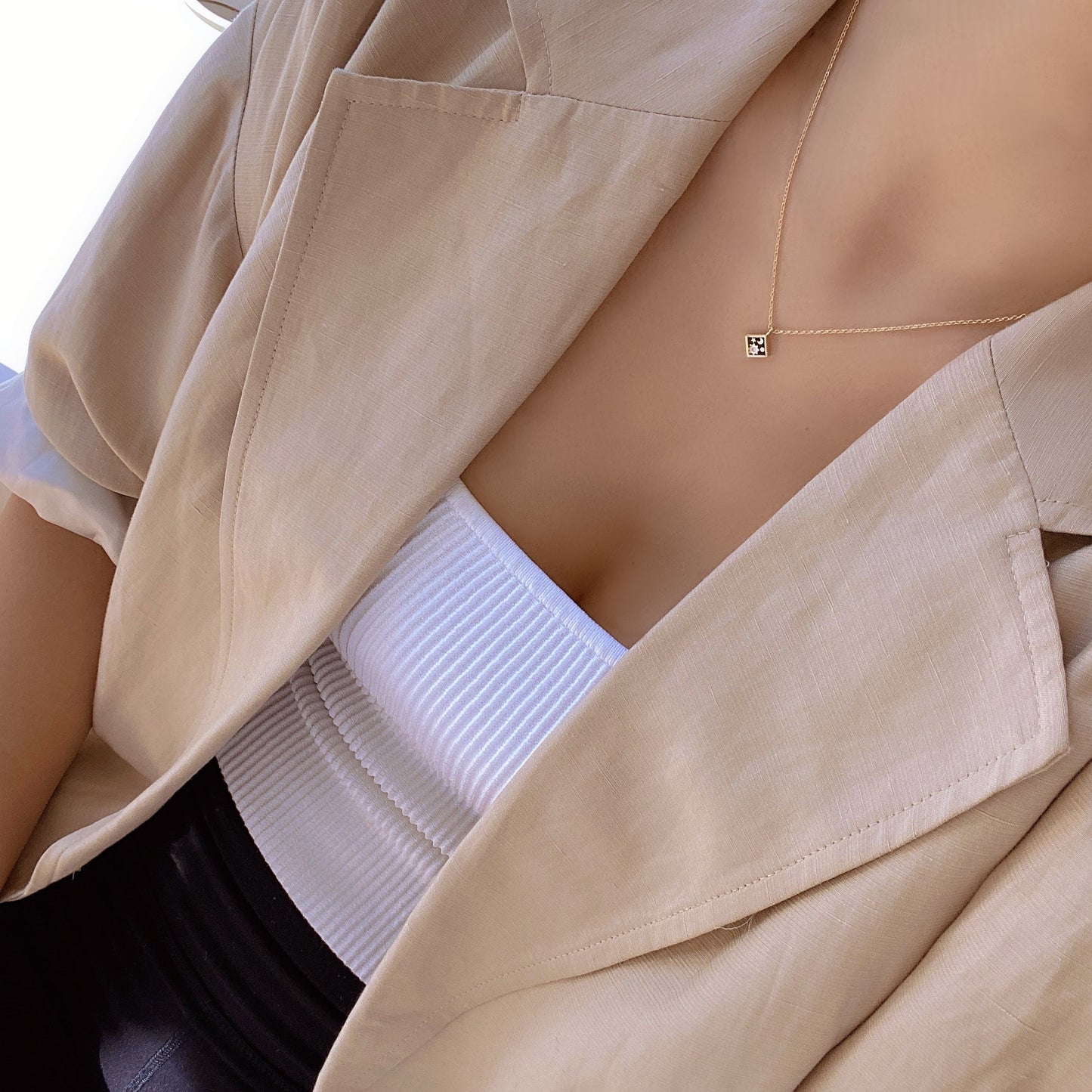 Moon Star CZ Enamel Square Necklace