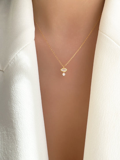 2 CZ Stone Solitaire Necklace