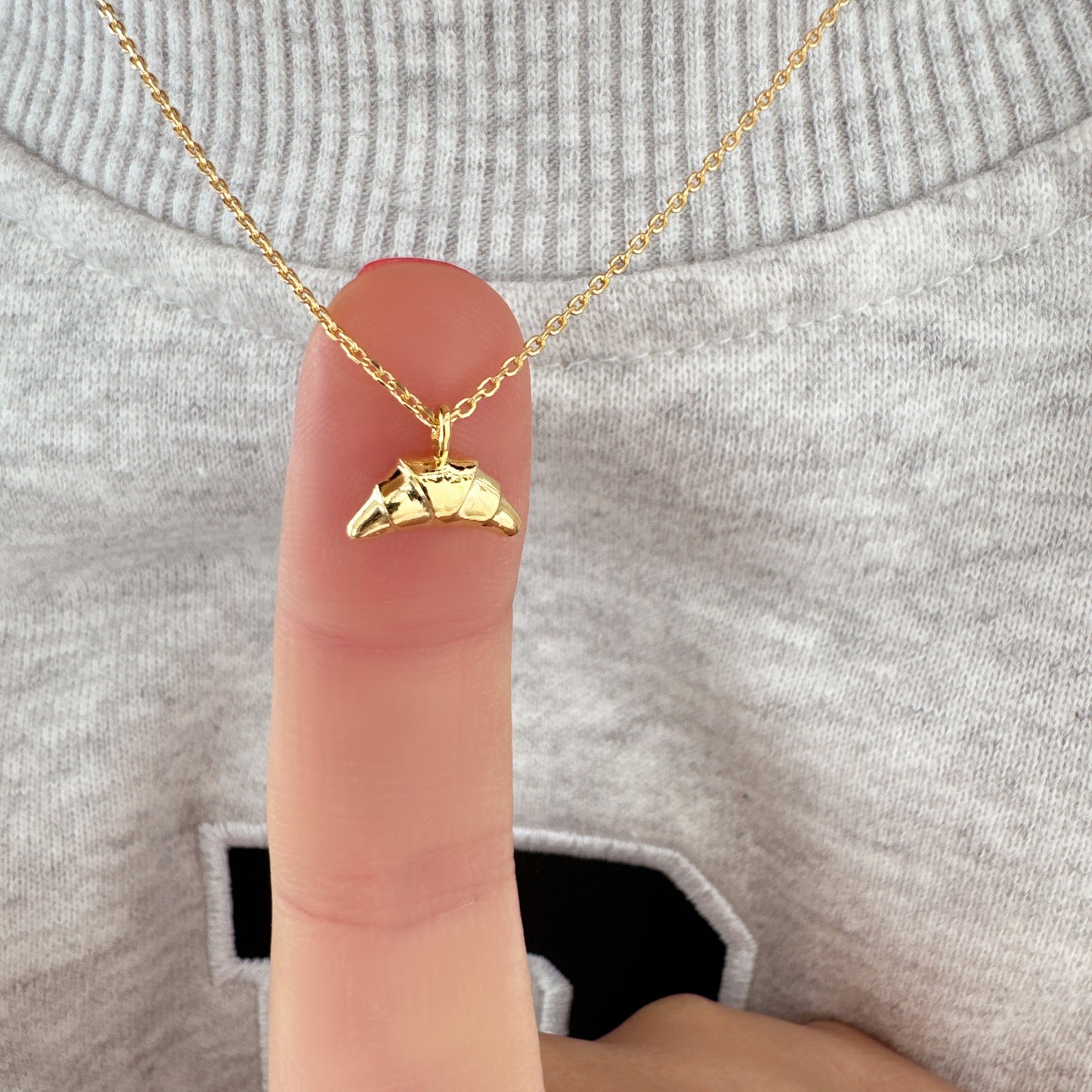 Tiny Croissant Pendant Necklace
