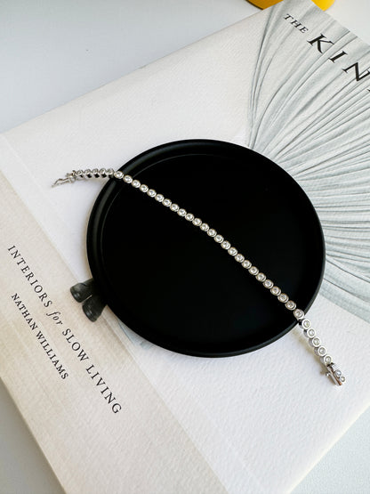 Tennis Bracelet Solid Bezel Cubic Zirconia
