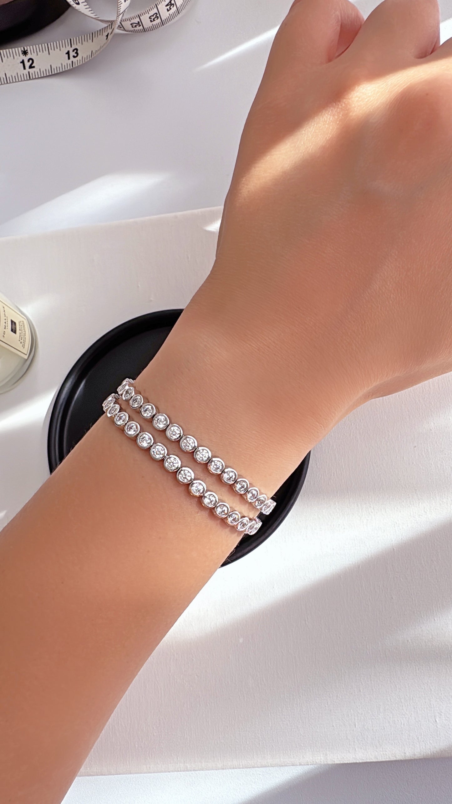Tennis Bracelet Solid Bezel Cubic Zirconia