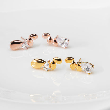 Oval Teardrops CZ Stud Earrings