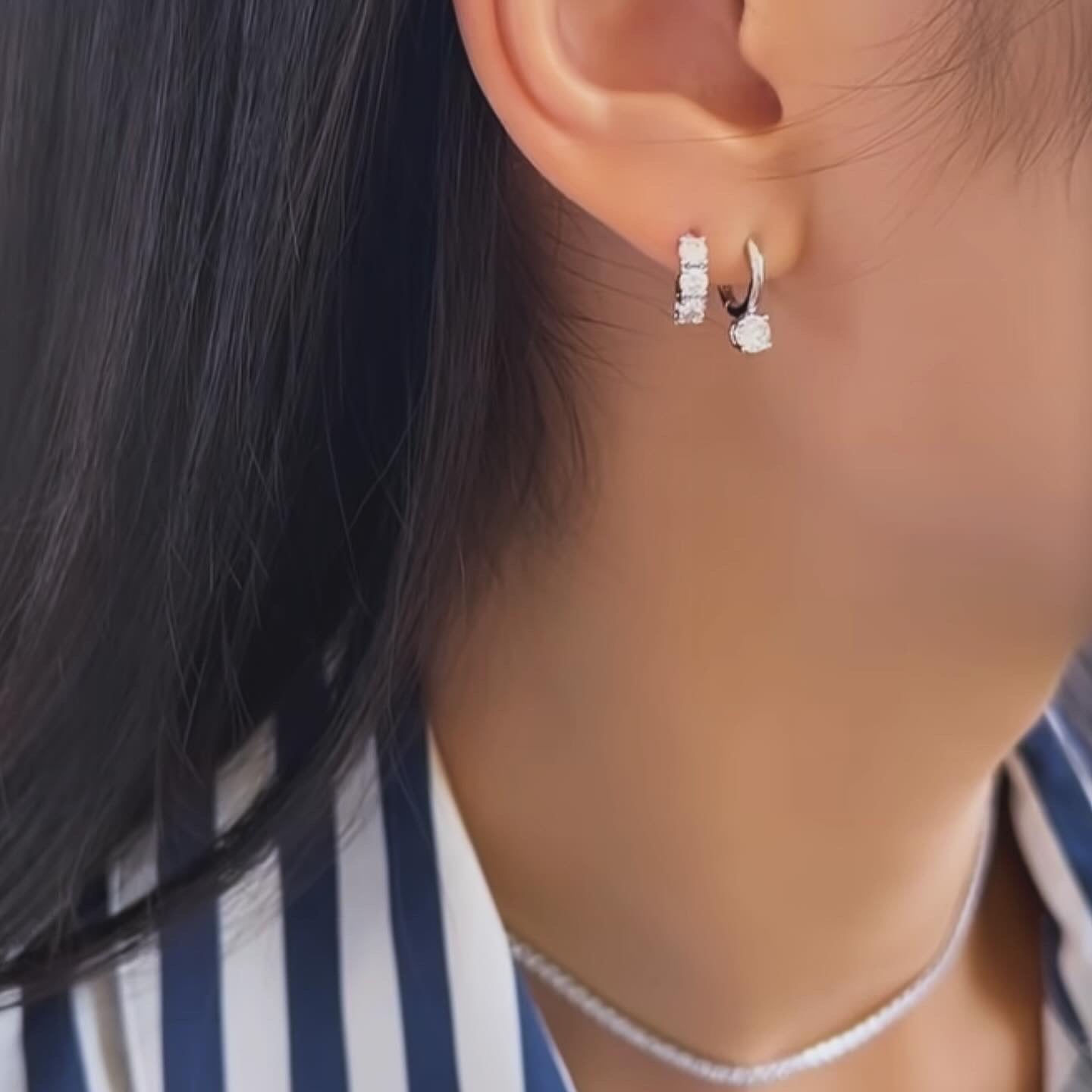 Mini Hoops with Cubic Zirconia Stud Earrings