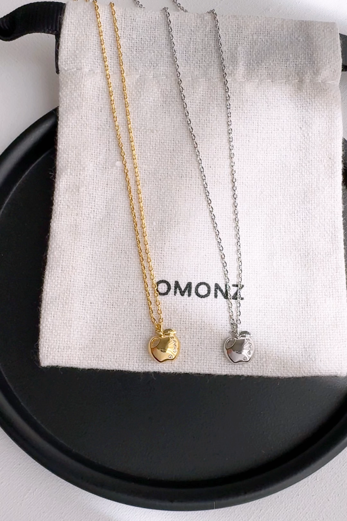 Tiny Apple Bite CZ Necklace