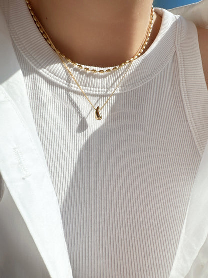 Layered Rice Chain Water drop Necklace