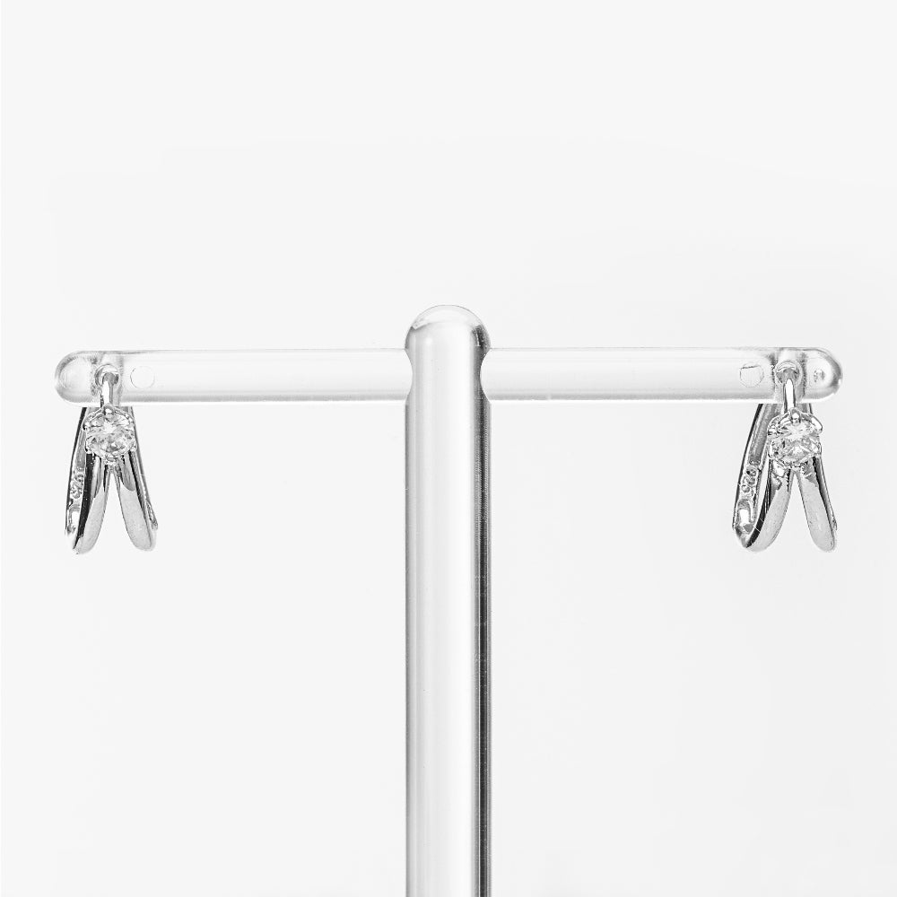 Double Line Mini Hoops CZ Earrings
