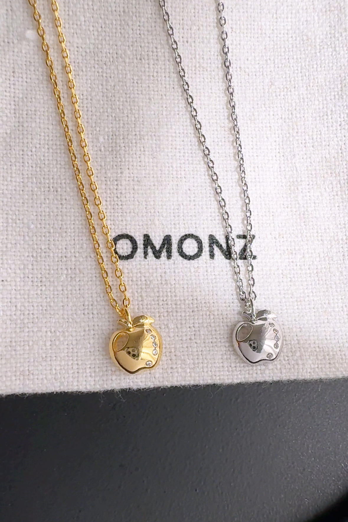 Tiny Apple Bite CZ Necklace