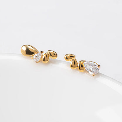 Oval Teardrops CZ Stud Earrings
