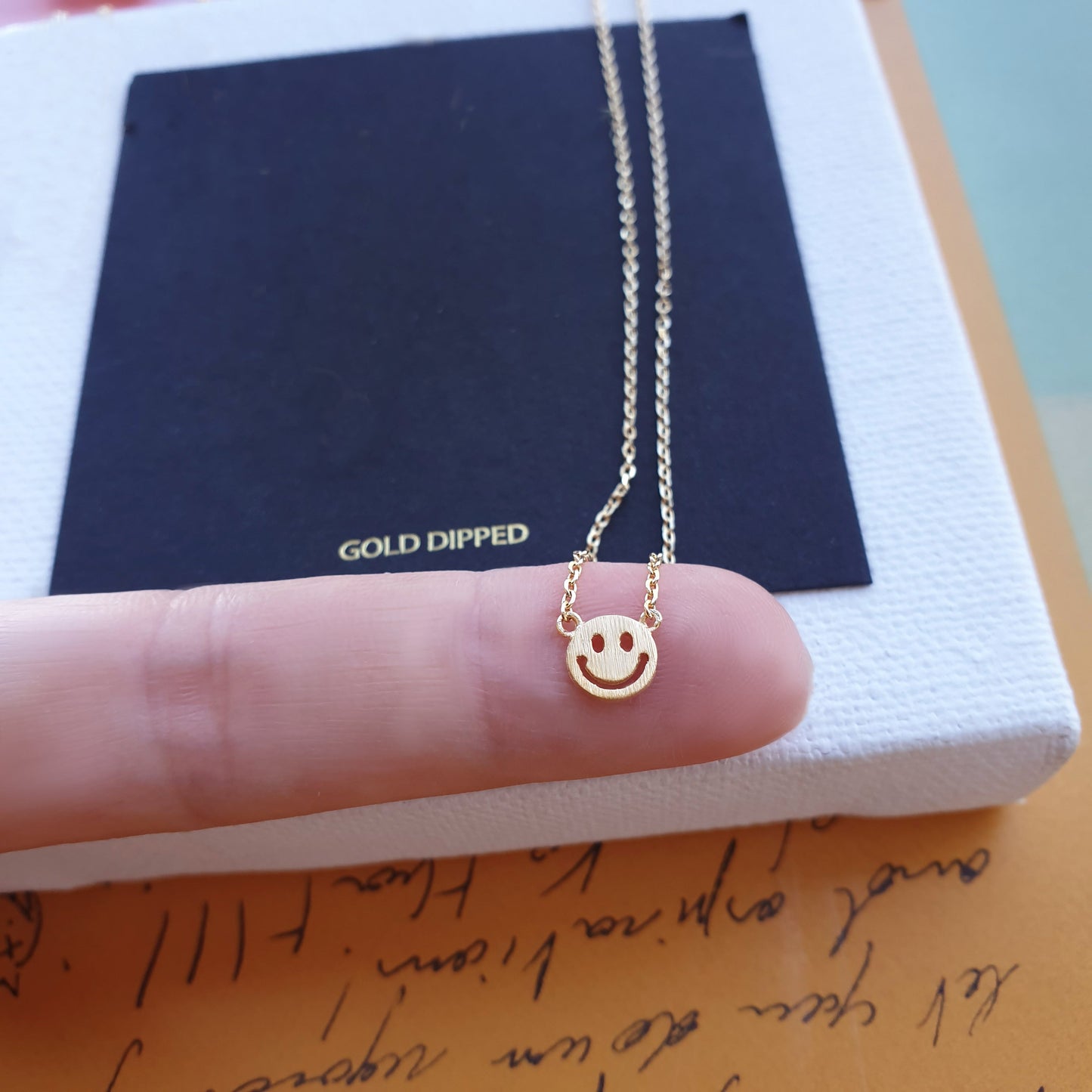 Smiley Face Necklace 18K Gold Dipped Necklace