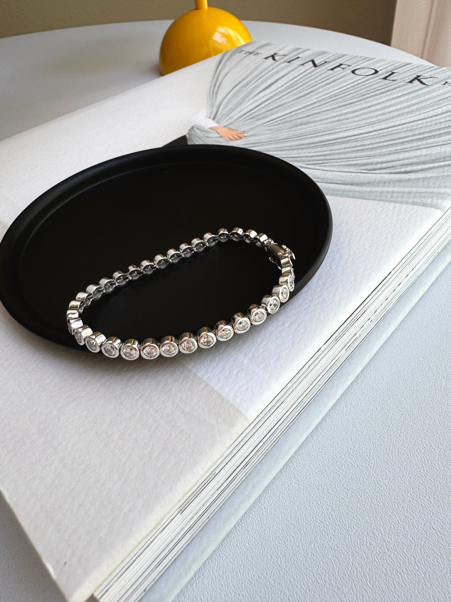 Tennis Bracelet Solid Bezel Cubic Zirconia