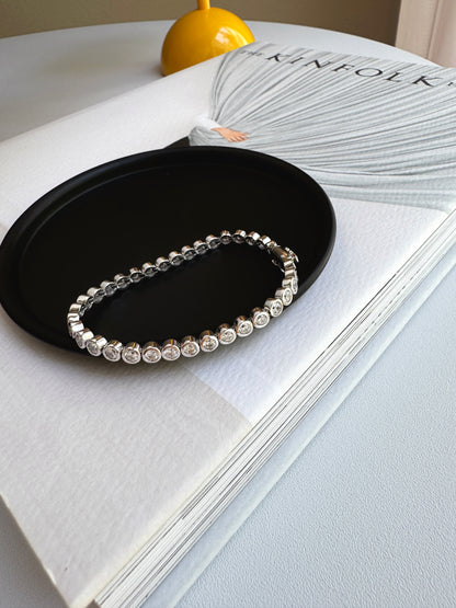 Tennis Bracelet Solid Bezel Cubic Zirconia