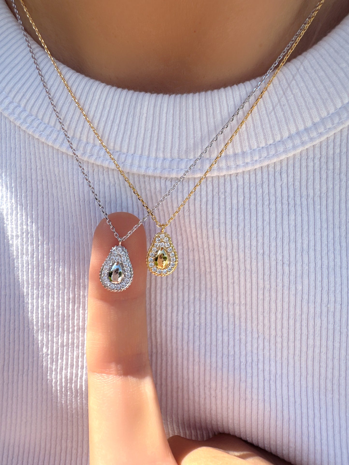 Avocado Cubic Zirconia Pendant Necklace
