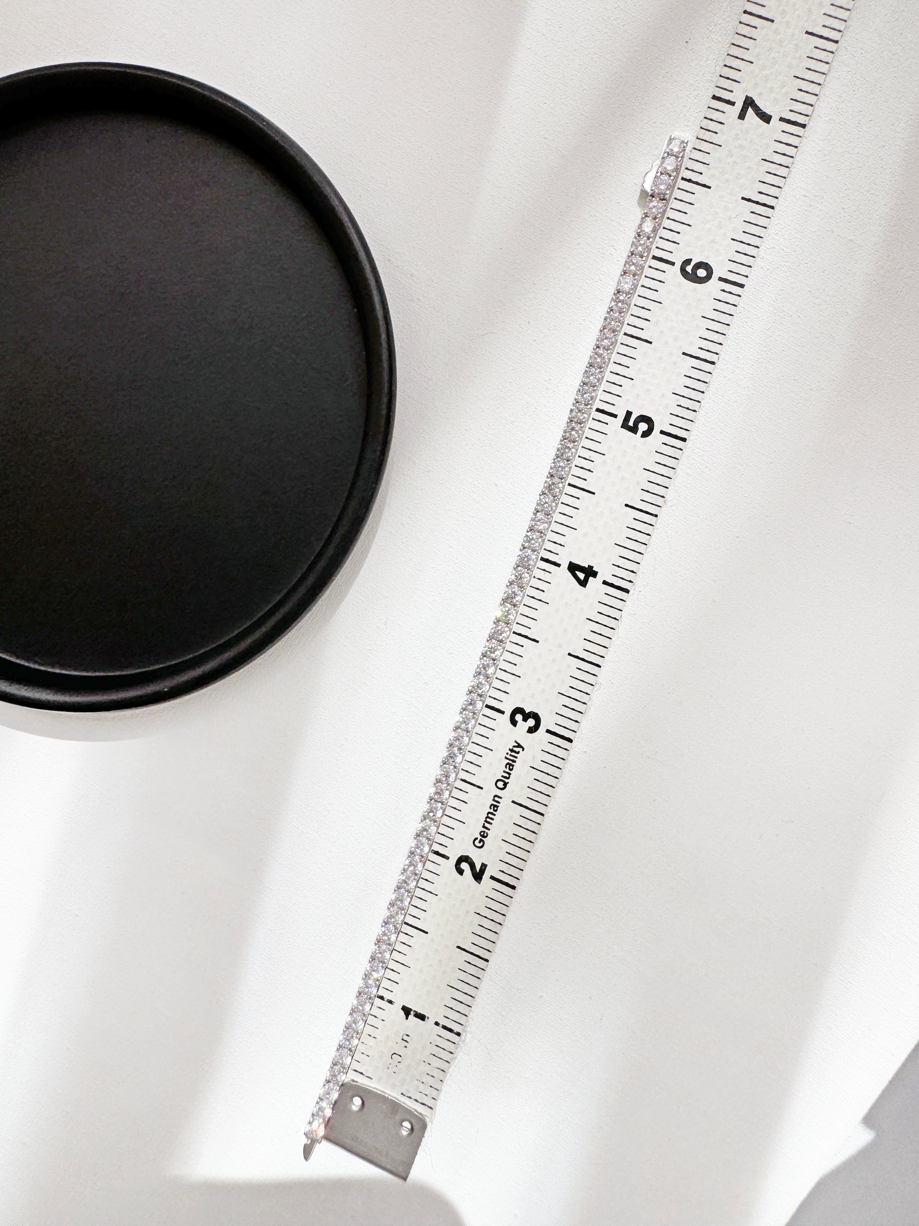 Tennis Solid 925 Silver 24K White Gold Bracelet