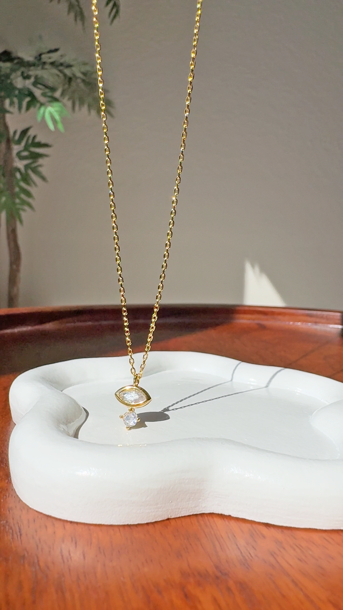 2 CZ Stone Solitaire Necklace