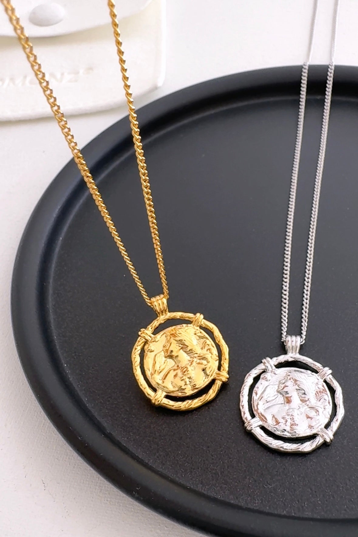 Hammered Medallion Pendant Necklace