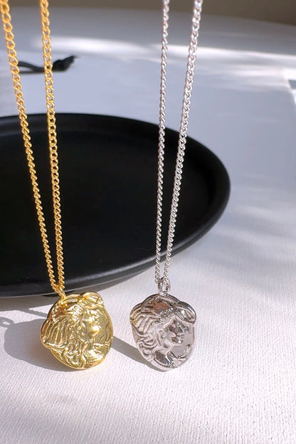 Women Portrait Medallion Pendant Necklace
