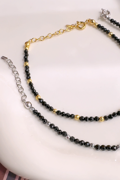 Black Spinel Gemstone Beads Bracelet