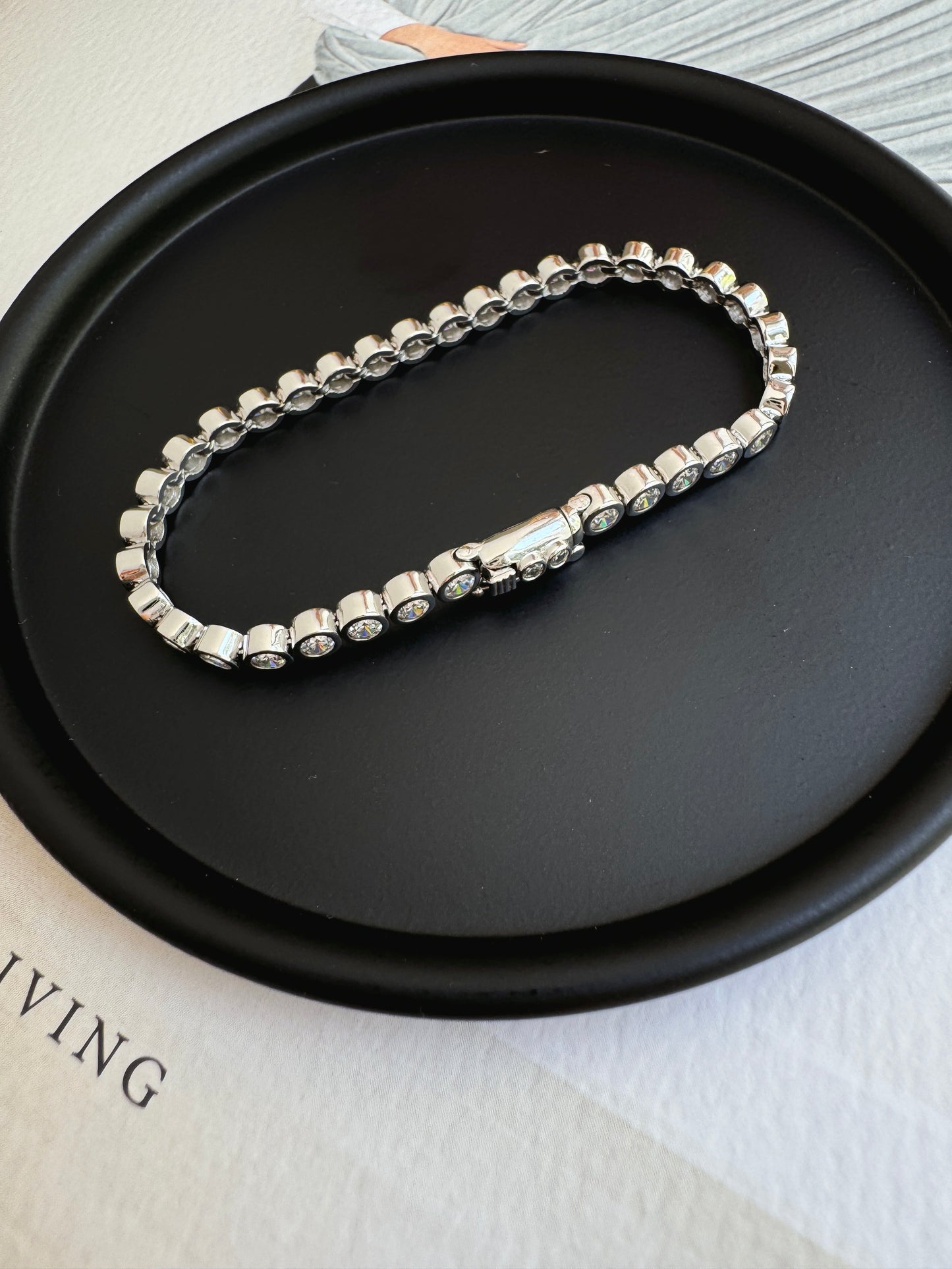 Tennis Bracelet Solid Bezel Cubic Zirconia