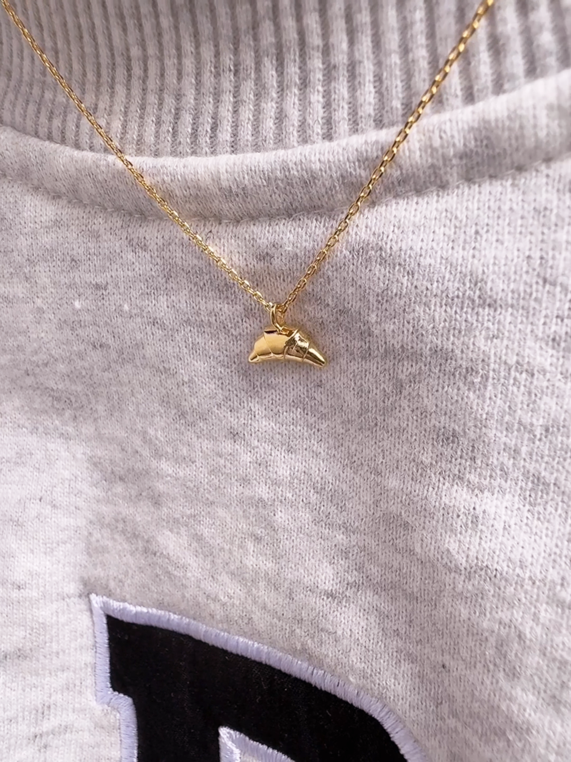 Tiny Croissant Pendant Necklace
