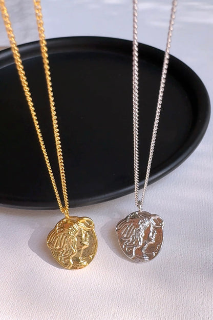Women Portrait Medallion Pendant Necklace