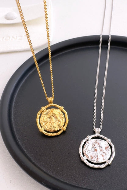 Hammered Medallion Pendant Necklace