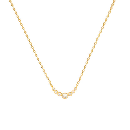 CZ Bezel Curved Bar Pendant Necklace