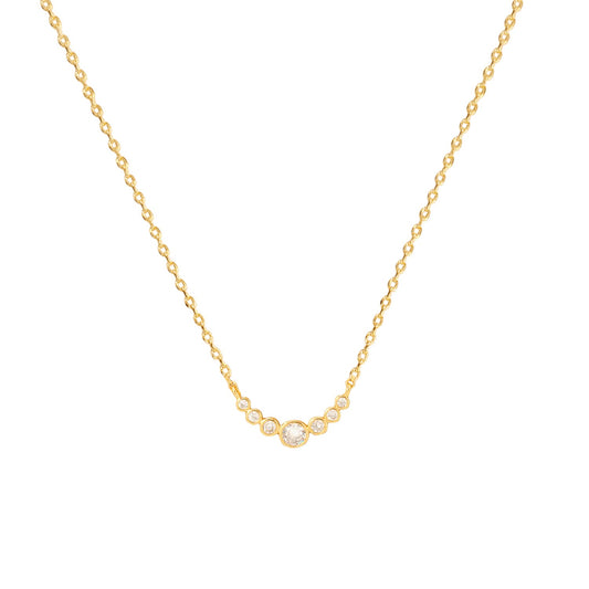 CZ Bezel Curved Bar Pendant Necklace