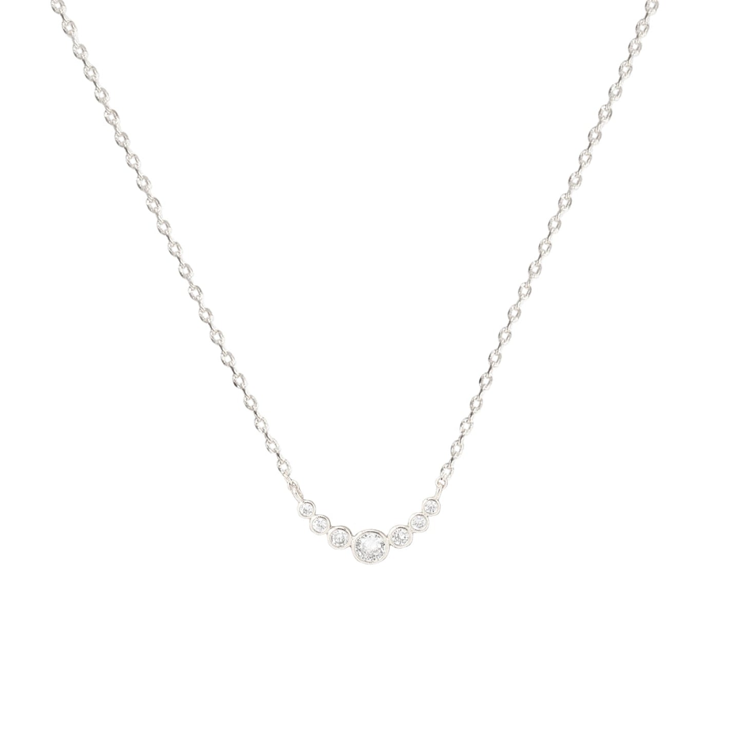 CZ Bezel Curved Bar Pendant Necklace