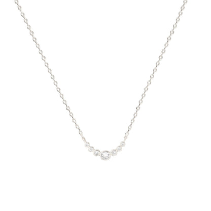 CZ Bezel Curved Bar Pendant Necklace