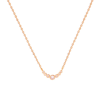 CZ Bezel Curved Bar Pendant Necklace
