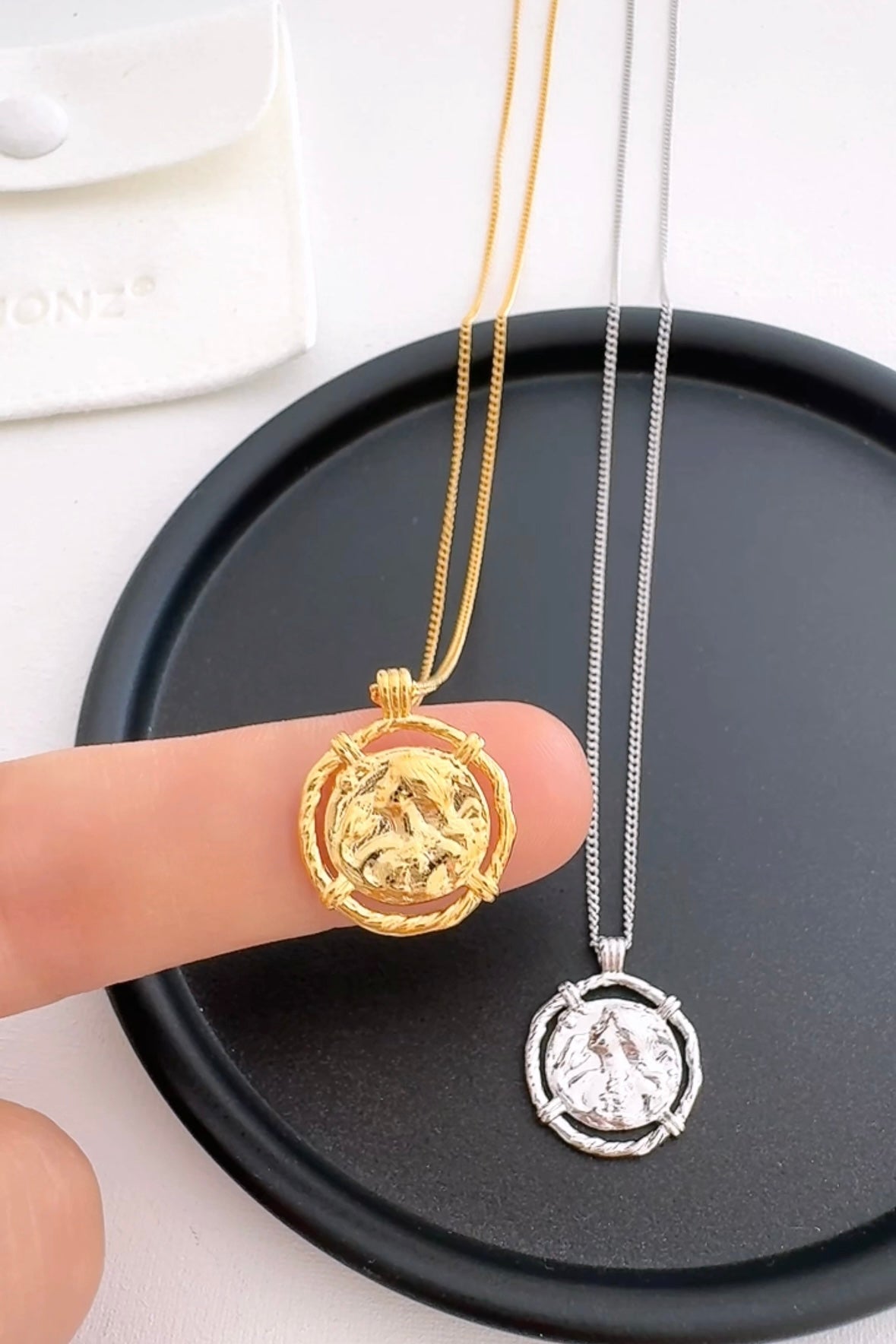 Hammered Medallion Pendant Necklace