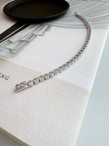 Tennis Bracelet Solid Bezel Cubic Zirconia
