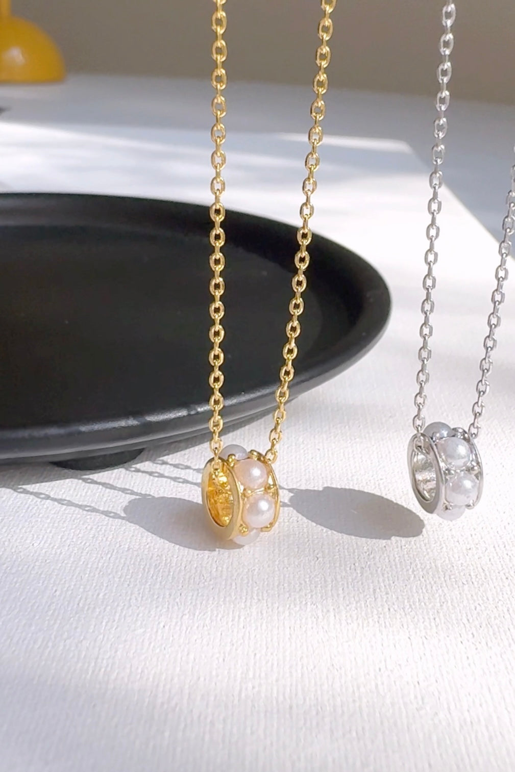 Pearl Cylinder Pendant Necklace