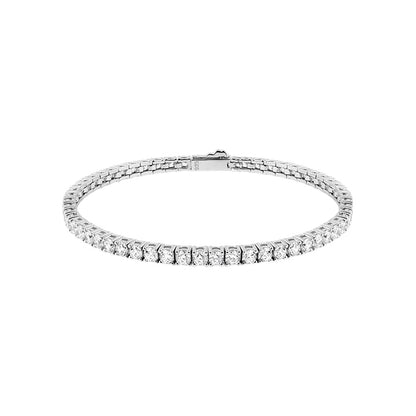 Tennis Solid 925 Silver 24K White Gold Bracelet